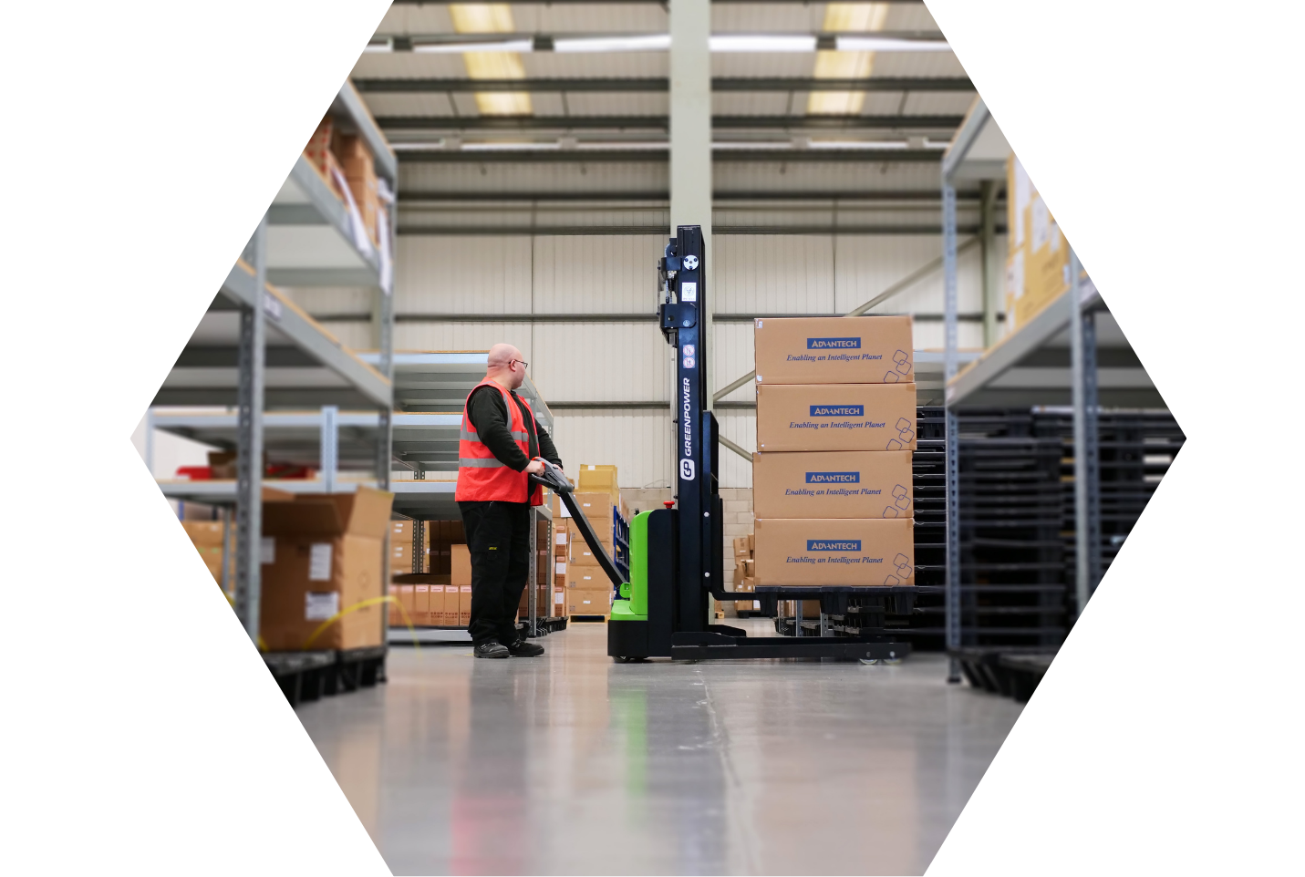 Logistics Coordinator using pallet stacker