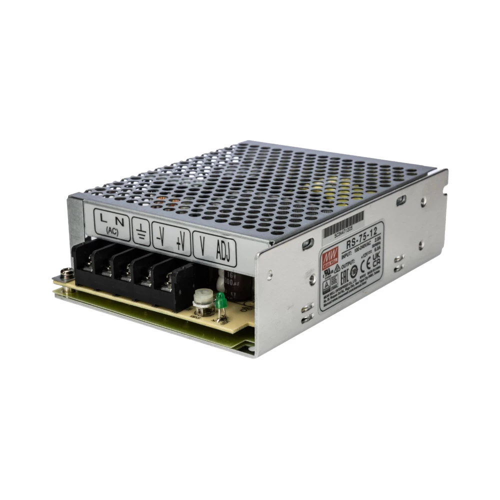 Mean Well 75W Switching Power Supply with 88V to 264V AC/ 125V to 373V DC input, 24V DC Output @ 3A 